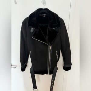 Topshop Faux Fur Black Jacket - size 6